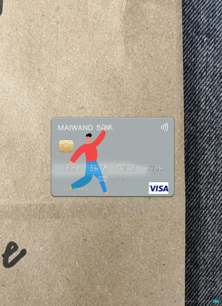 Download Afghanistan Maiwand Bank visa card photolook front Photoshop template